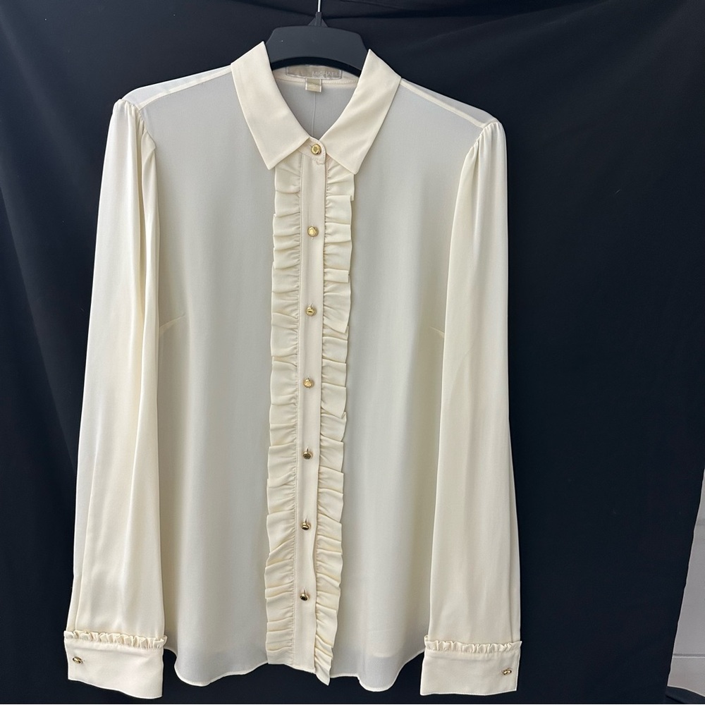 MICHAEL Michael Kors Cream Ruffle Blouse